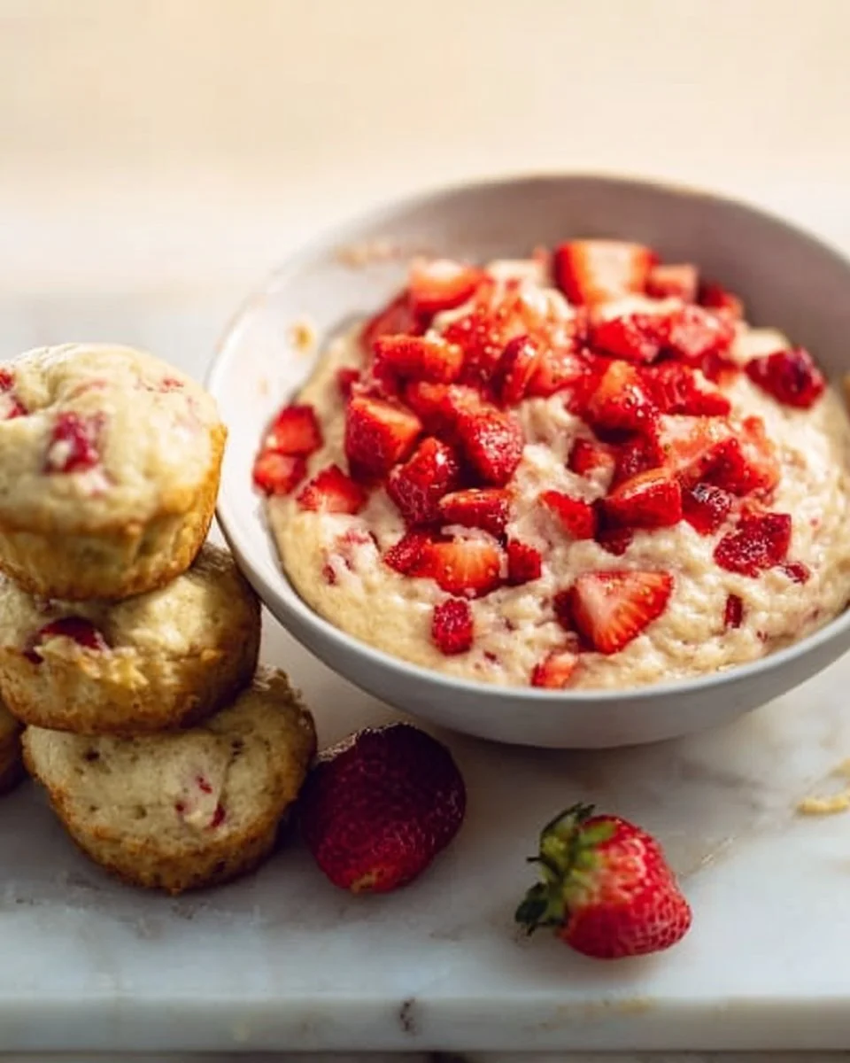 Delicious healthy strawberry banana muffins with yogurt for a nutritious snack