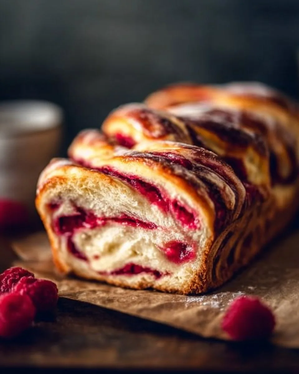 Raspberry Swirl Brioche Loaf