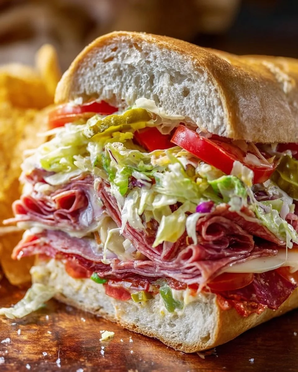 Delicious Italian Grinder Salad Sandwich with fresh ingredients and savory toppings