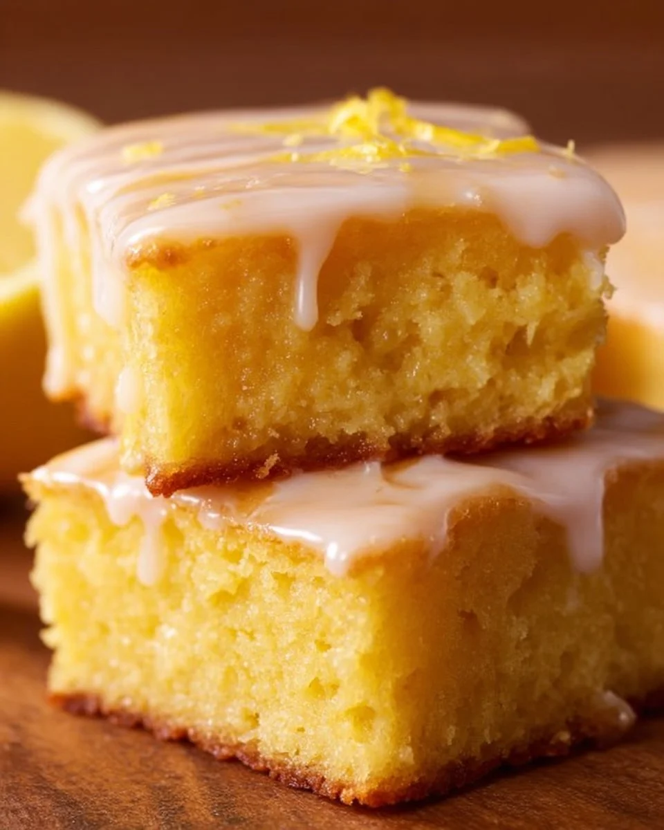Delicious lemon brownies with a zesty lemon glaze