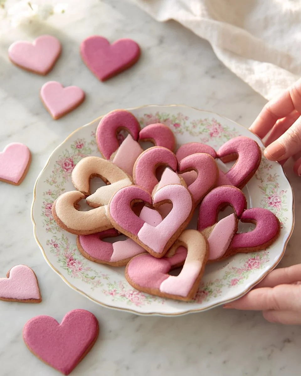 Love-Lock Valentines Cookies decorated with hearts and love motifs