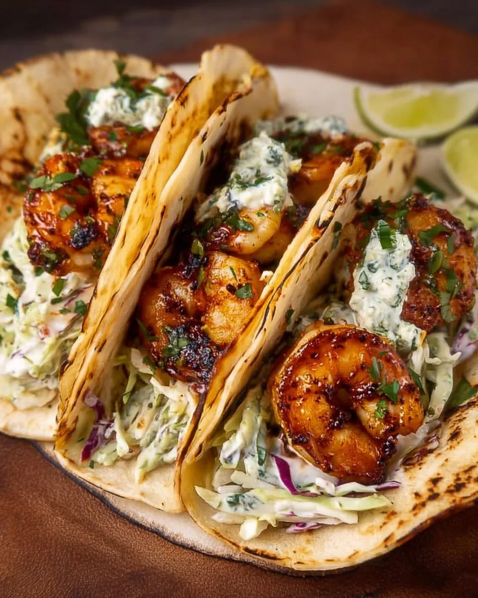 Cilantro Lime Shrimp Tacos with Creamy Slaw shrimp tacos Cilantro Lime Shrimp Tacos with Creamy Slaw