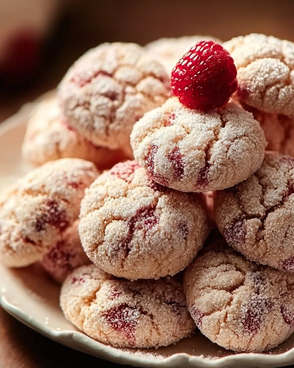 Freshly baked raspberry sugar cookies on a plate