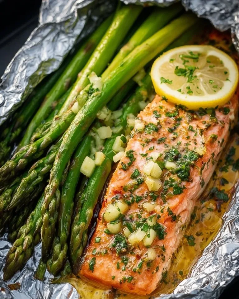 Delicious salmon foil packs with herbs and vegetables on a grill