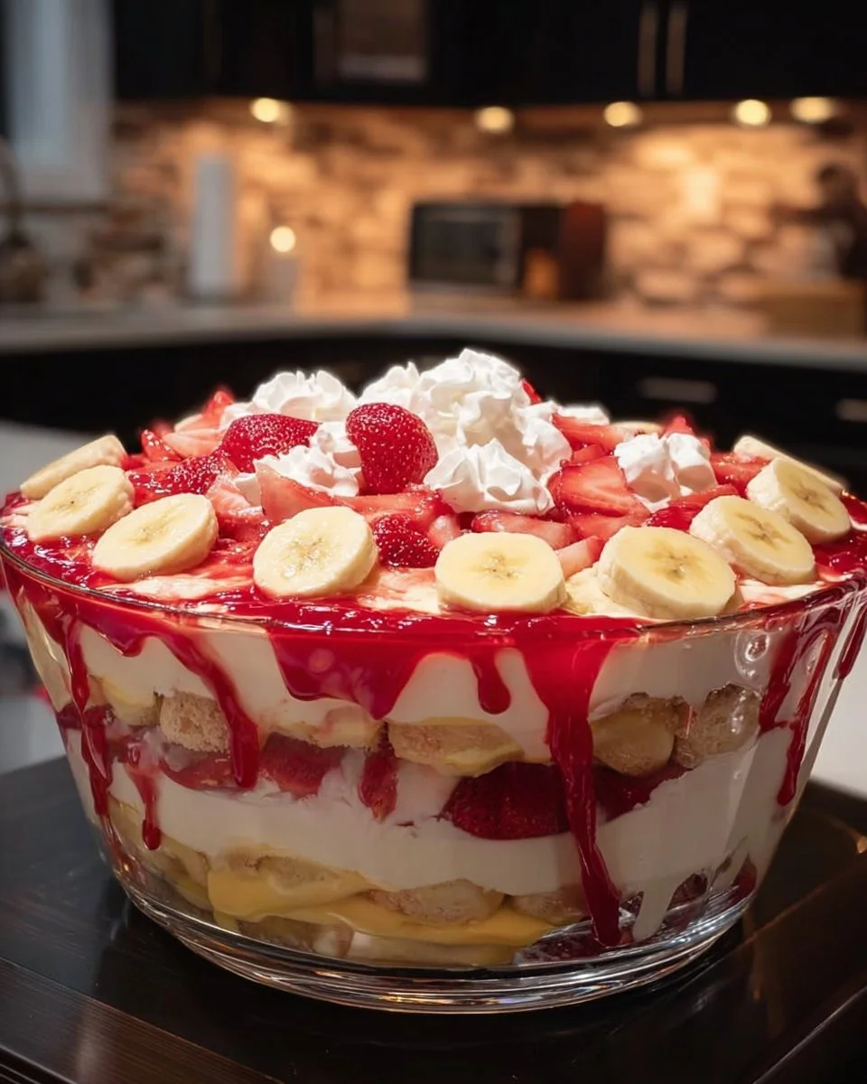 Delicious strawberry banana pudding layered with fresh fruits and creamy texture