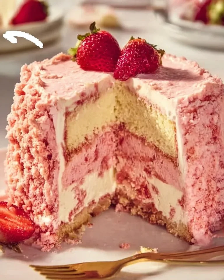 Delicious strawberry shortcake cheesecake topped with fresh strawberries
