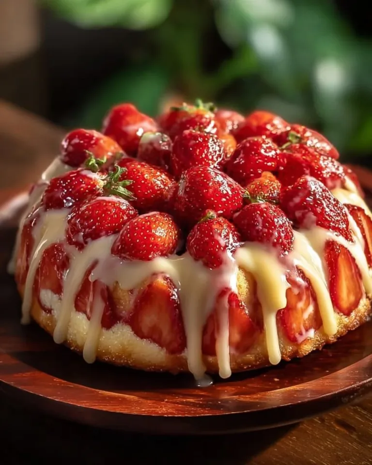 Delicious strawberry cream cheese pound cake on a plate with fresh strawberries