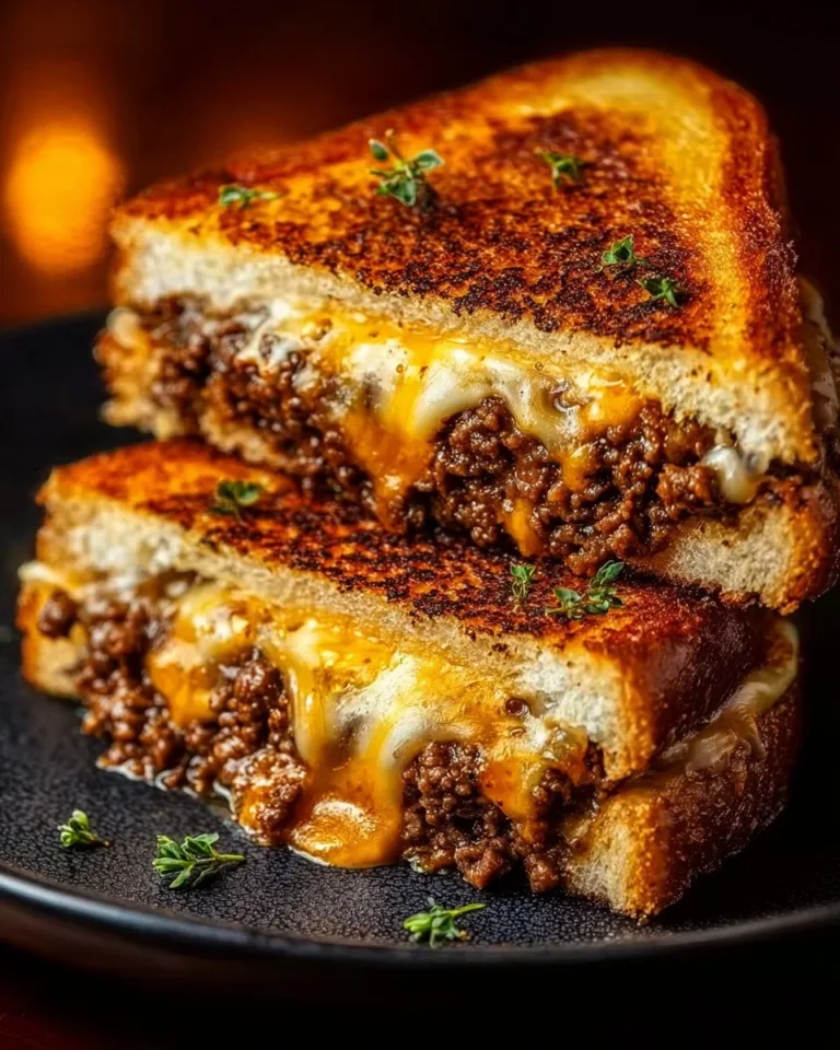 Ultimate Cheesy Ground Beef Melt served with toppings on a platter