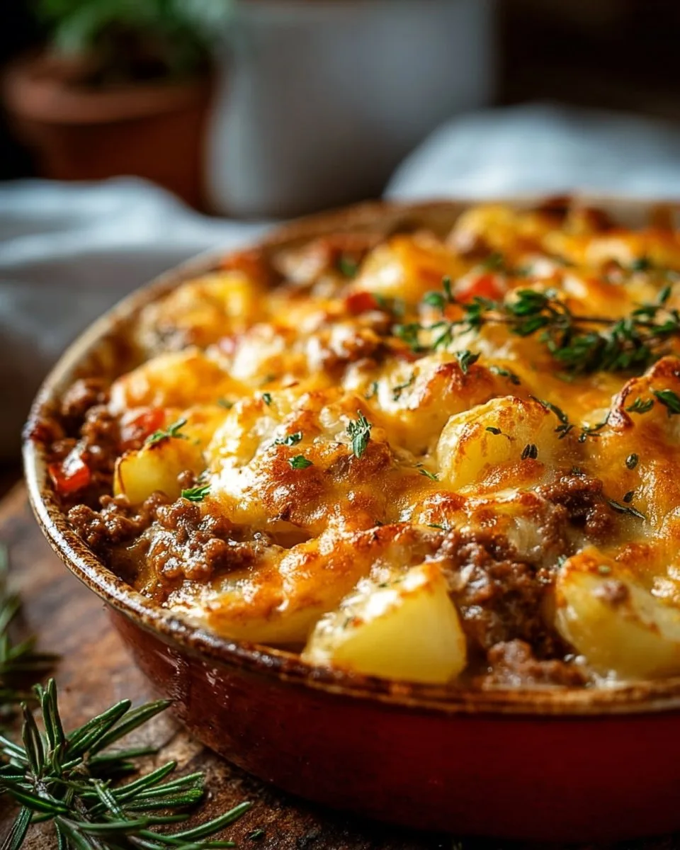 Cheesy Ground Beef & Potato Casserole