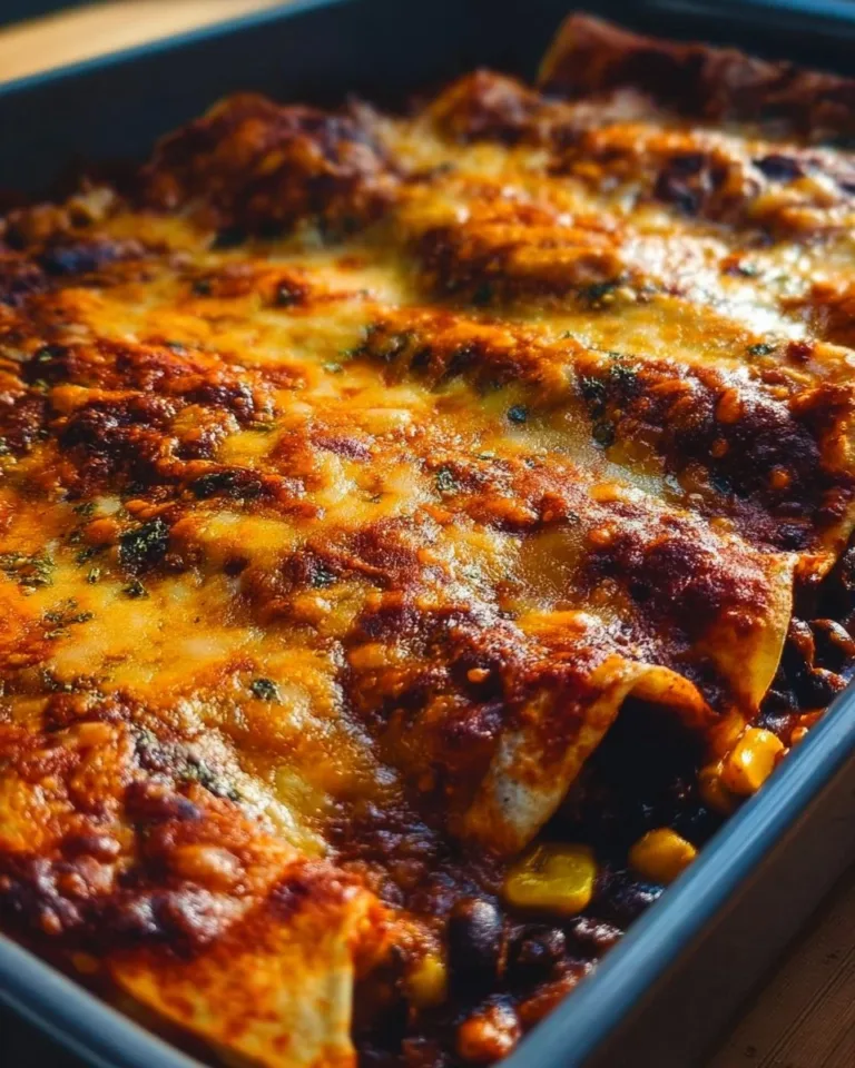 Delicious vegetarian black bean enchiladas topped with cheese and salsa