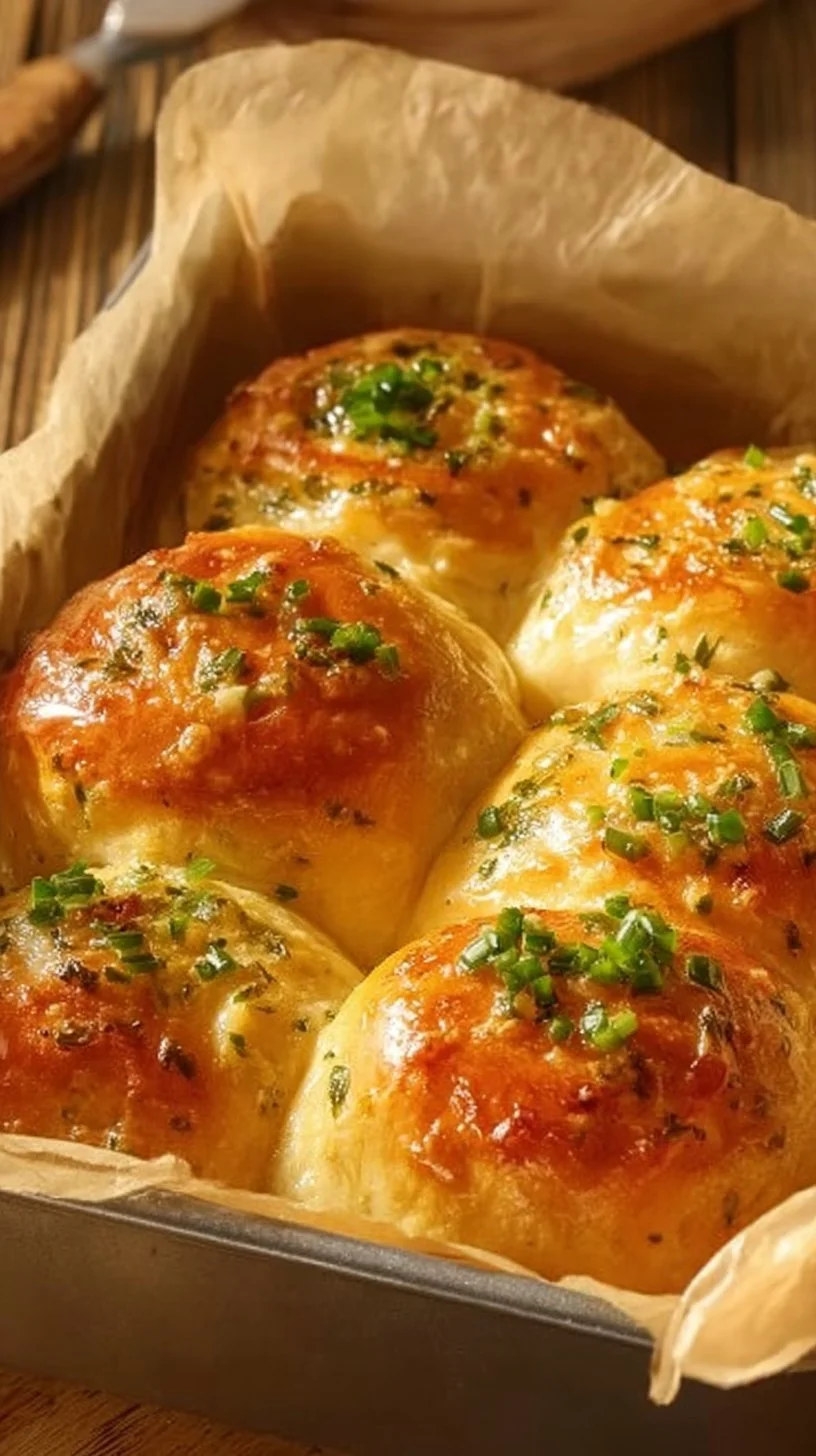 Delicious buttery cheese garlic rolls on a plate