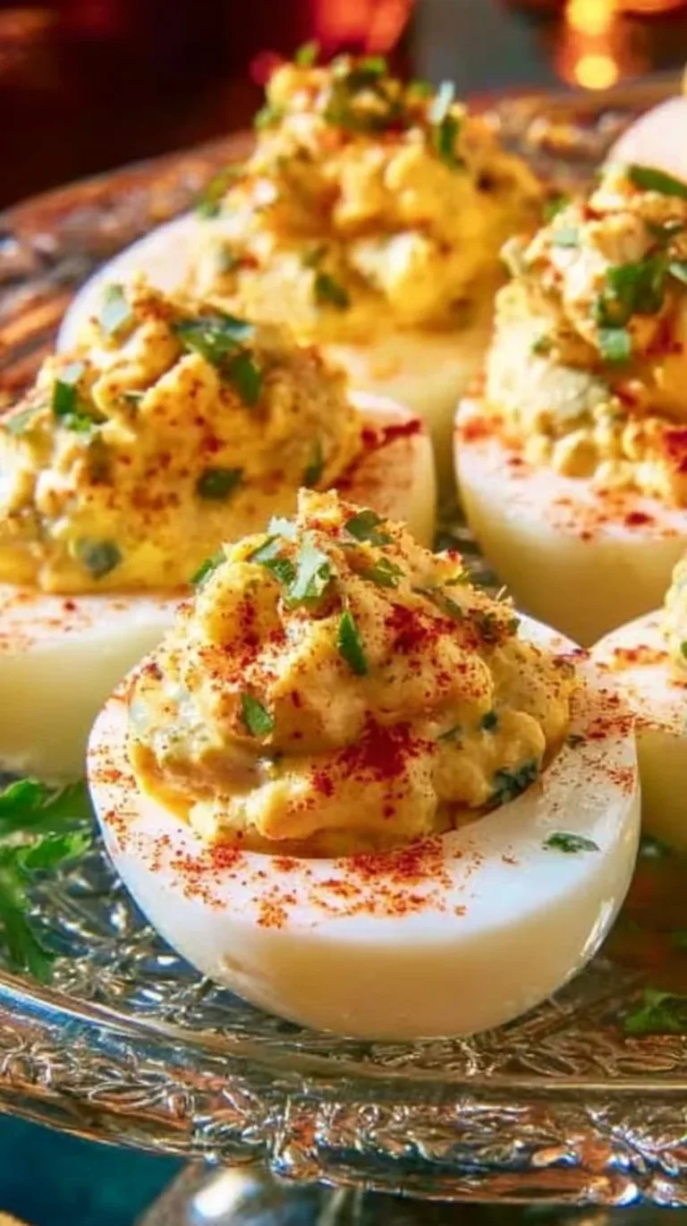 Delicious Cajun Deviled Eggs garnished with spices and herbs