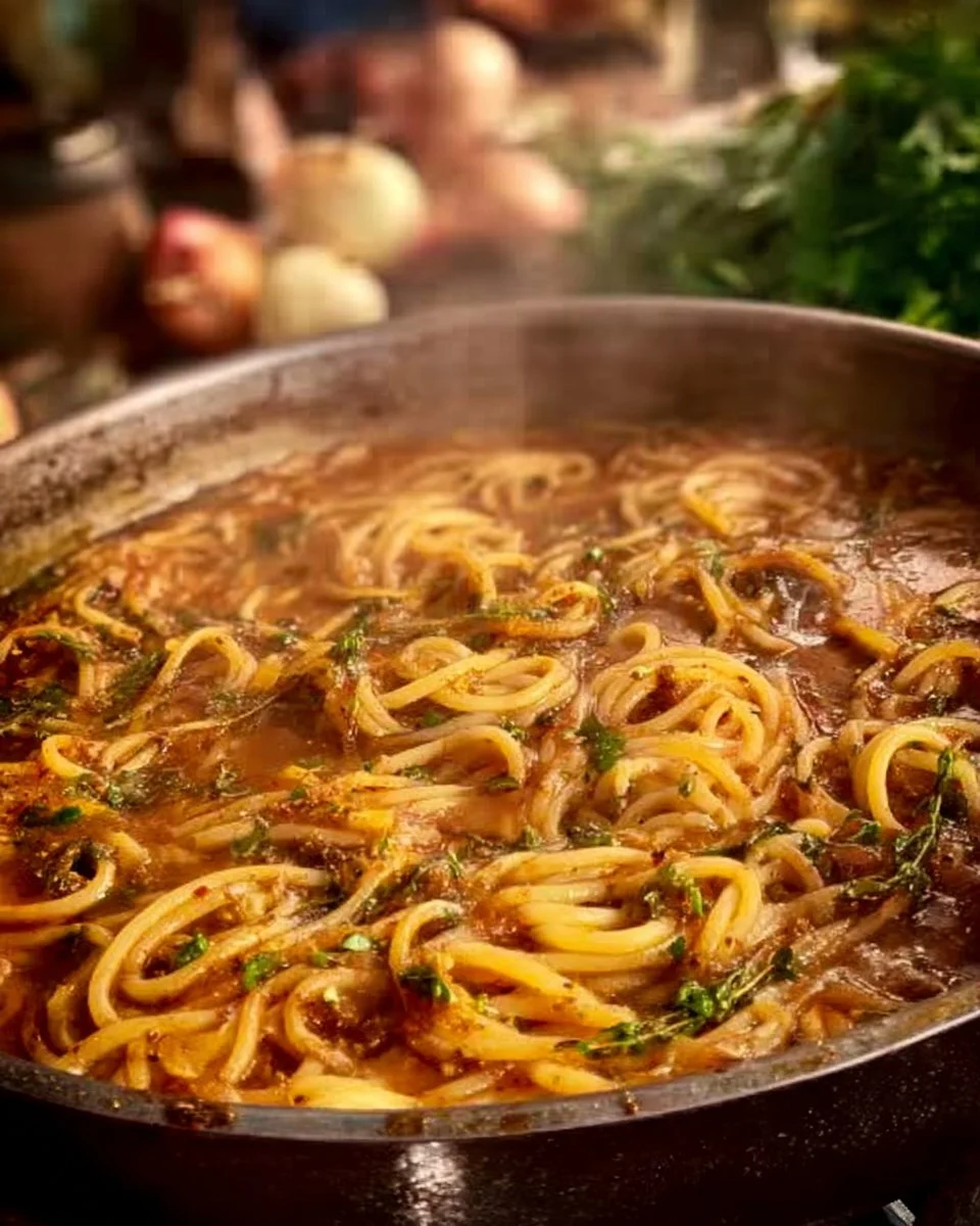 Caramelized Onion and Garlic Spaghetti