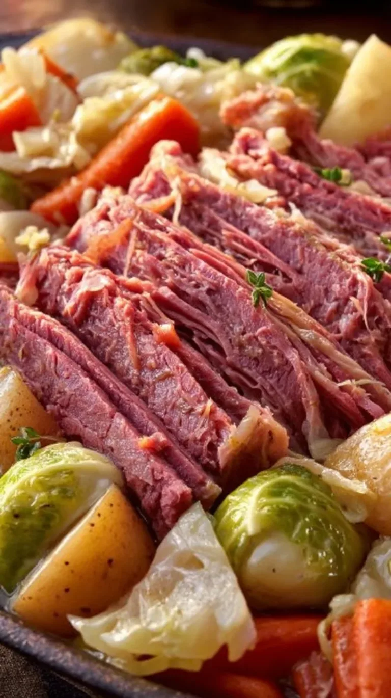 Delicious plate of corned beef and cabbage dinner, perfect for St. Patrick's Day.