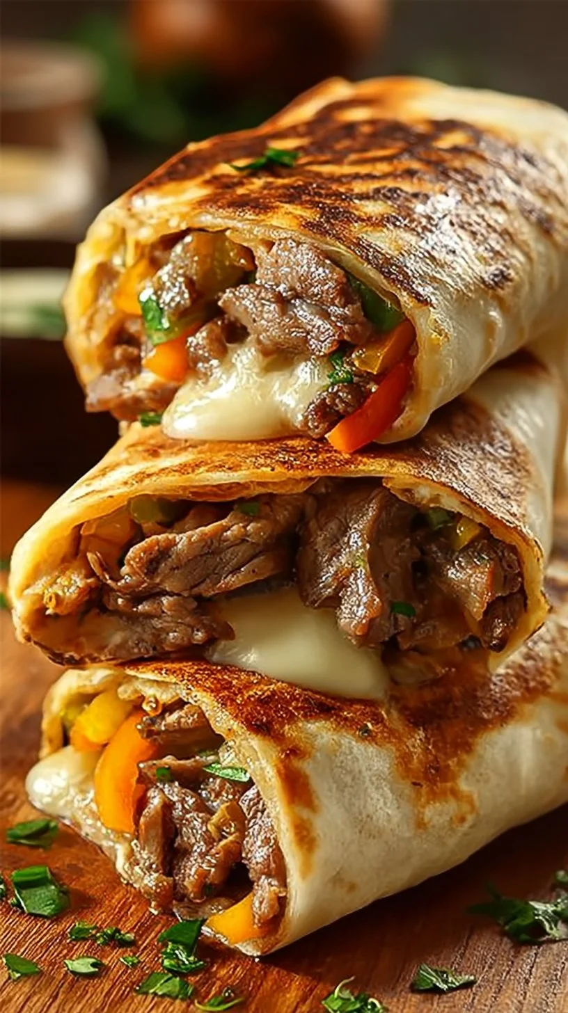 Crispy Philly Cheesesteak Grilled Wraps Recipe