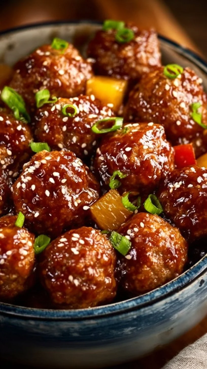 Crockpot Pineapple Teriyaki Meatballs