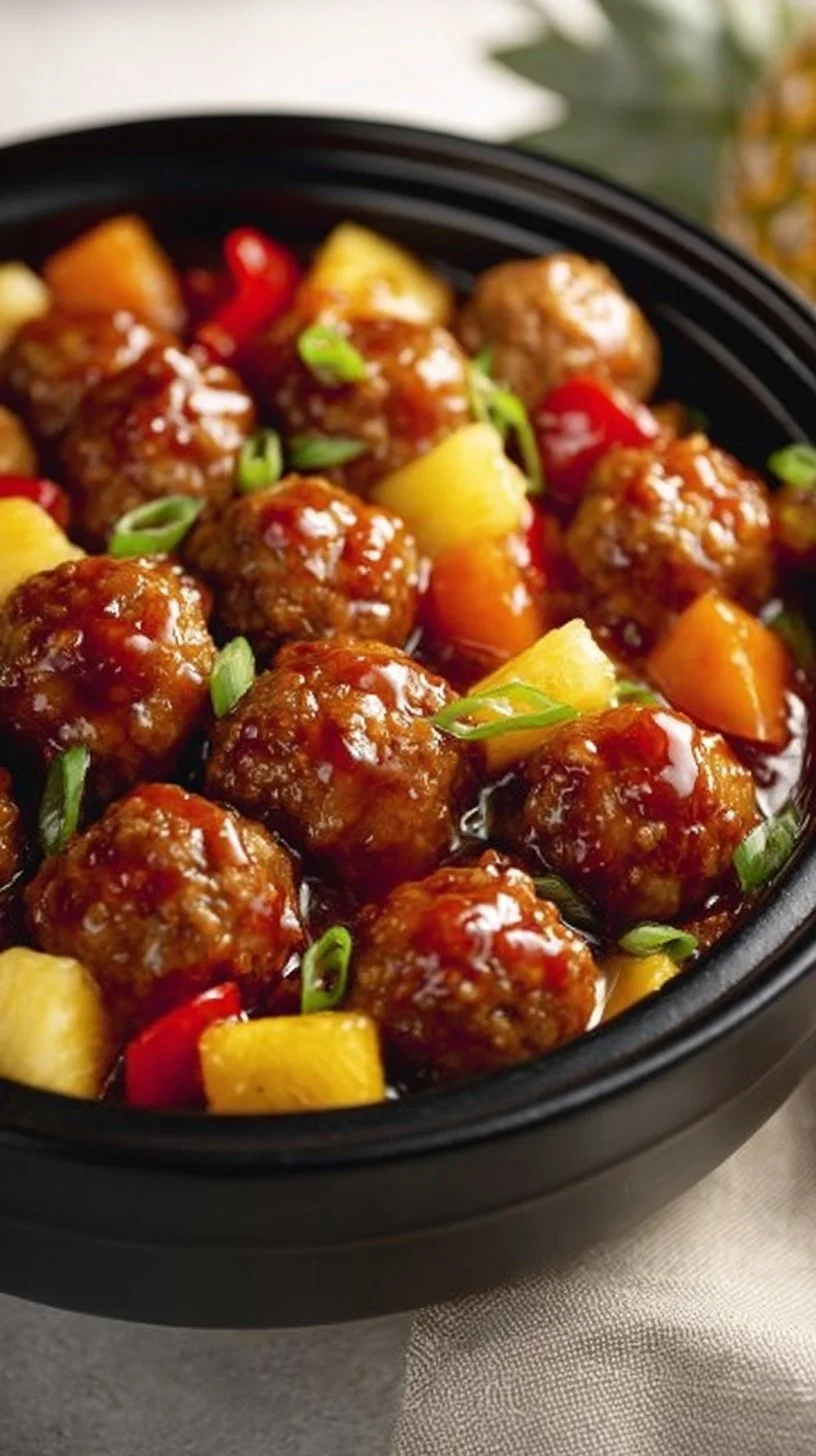 Crockpot Pineapple Teriyaki Meatballs