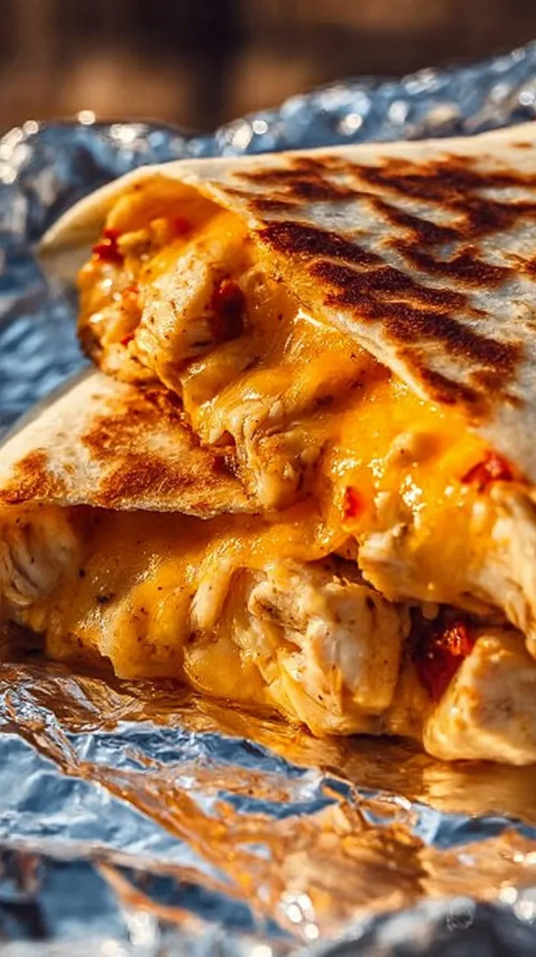 Foil packet quesadillas with melted cheese and fresh ingredients