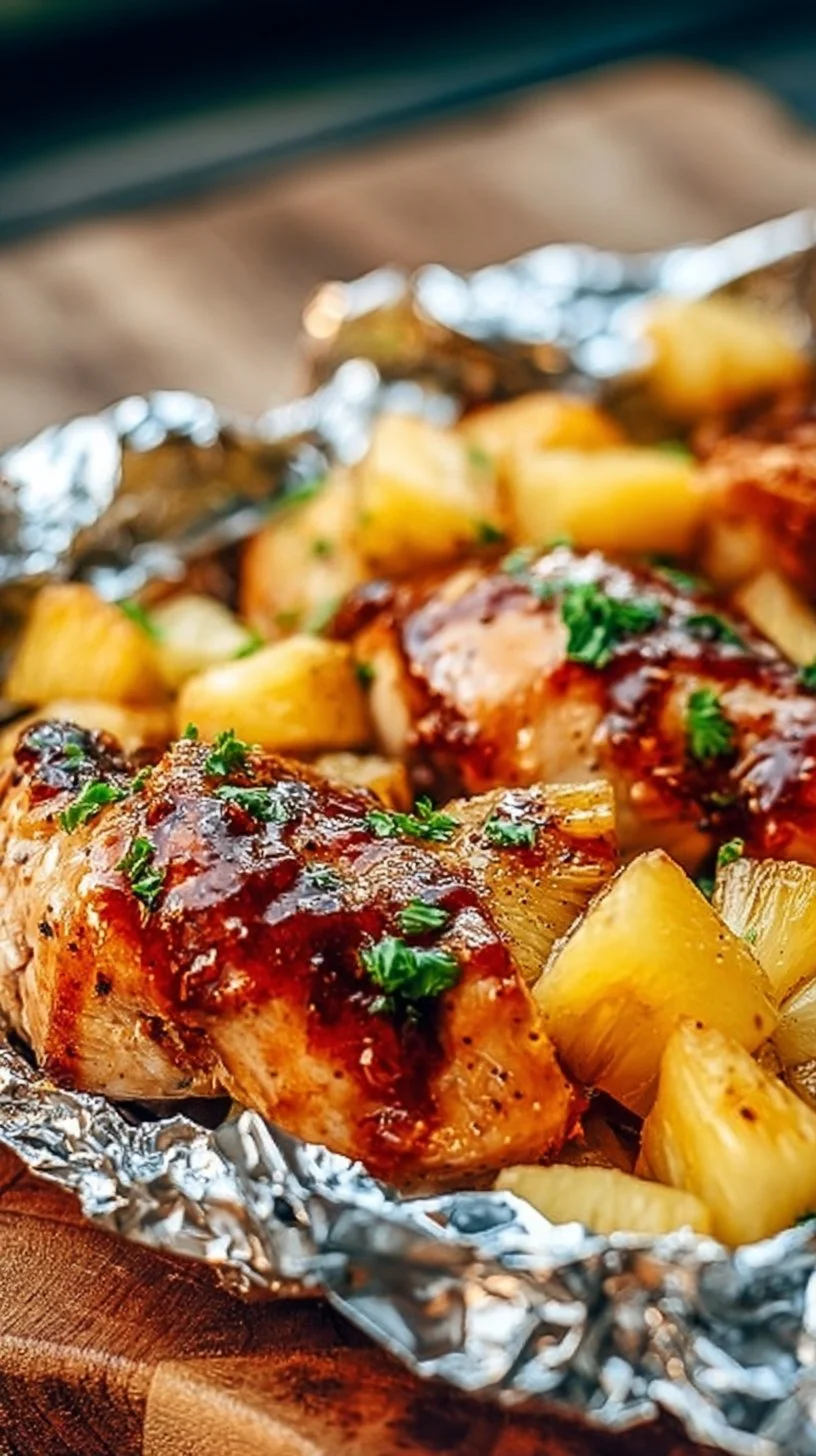 Hawaiian BBQ Chicken and Pineapple Foil Packets