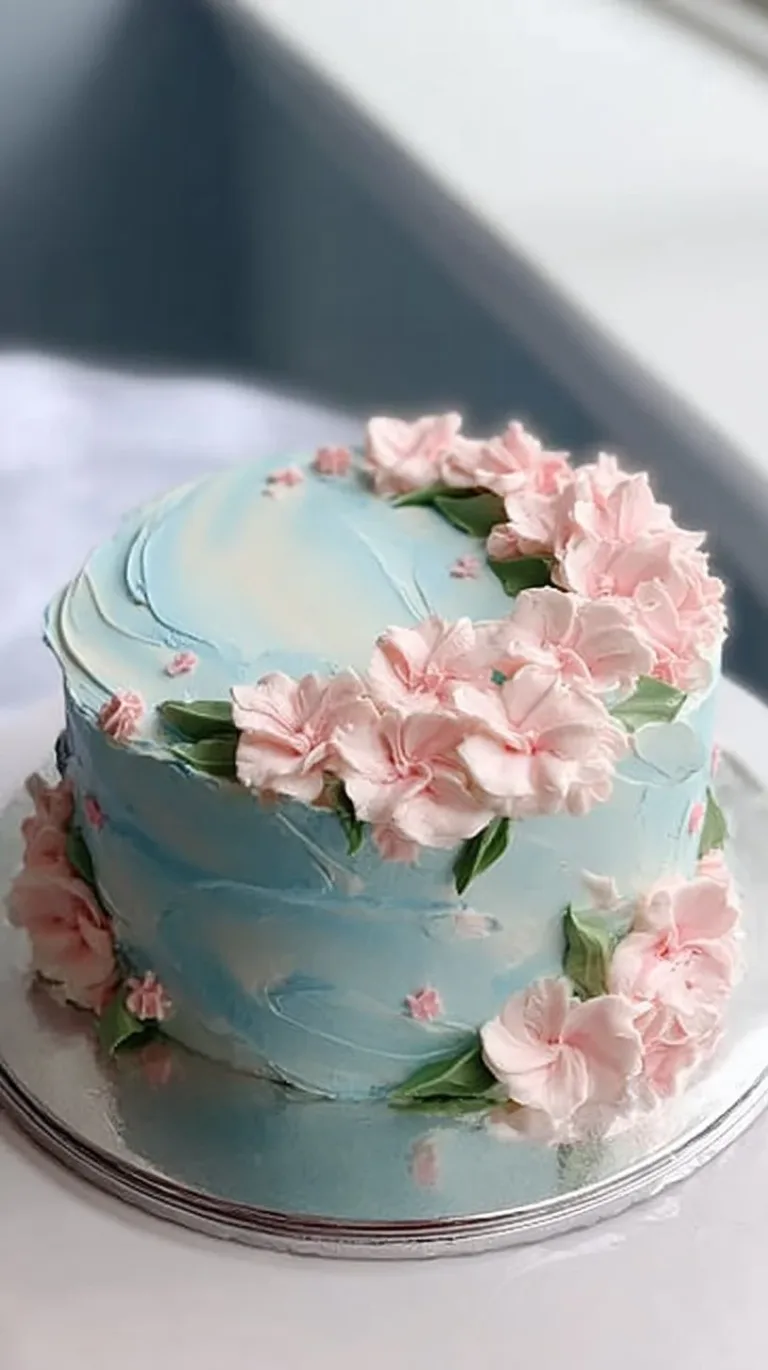 Colorful Hello Spring Cake decorated with flowers and spring-themed elements
