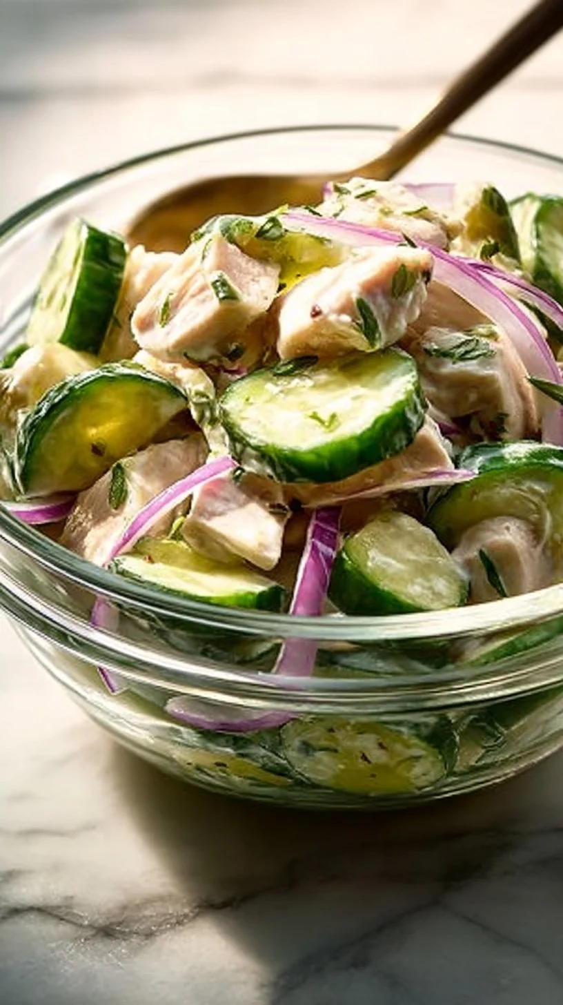High protein cucumber salad with fresh ingredients and spices