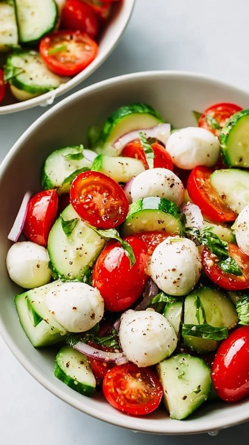 Juicy Cucumber Caprese Salad