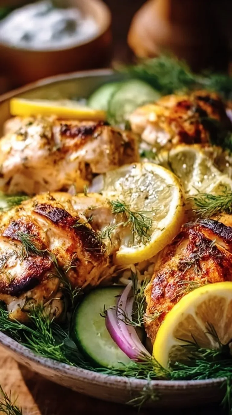 Delicious Mediterranean Lemon-Dill Chicken Bowl with fresh ingredients