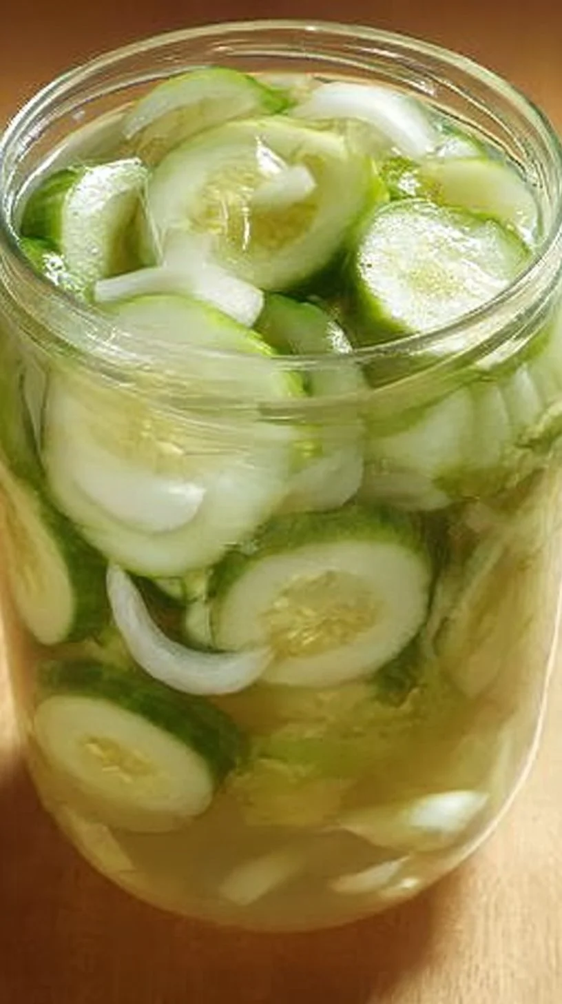 Old-fashioned cucumbers and onions in vinegar dressing served in a bowl.