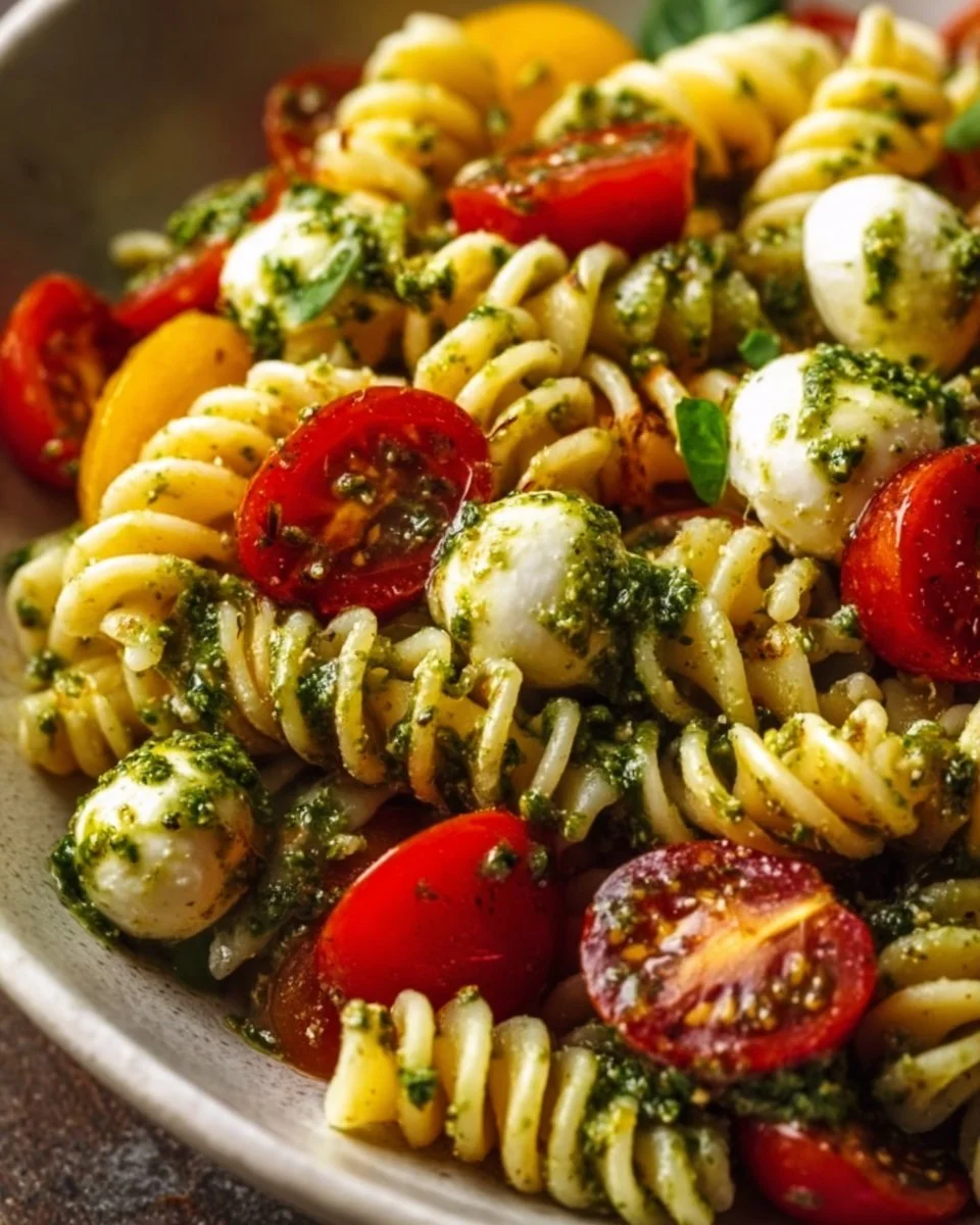 Pesto Caprese Pasta Salad