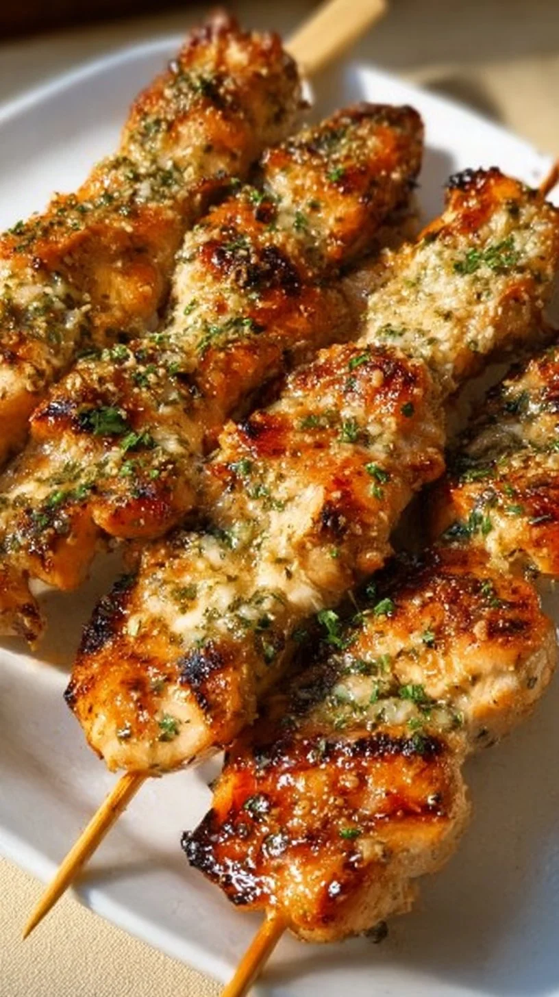 Ranch Garlic Parmesan Chicken Skewers