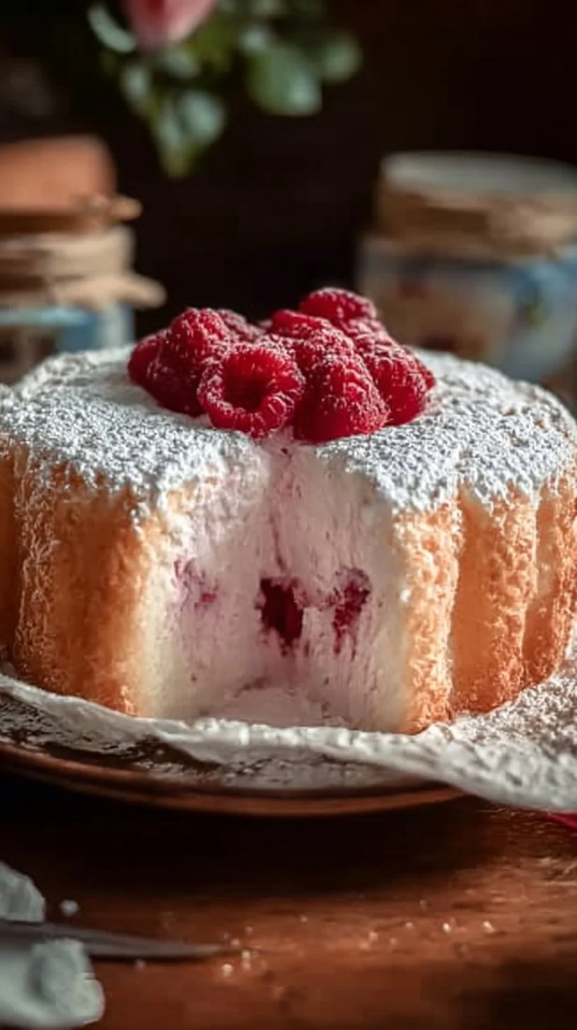 Raspberry Angel Food Cake