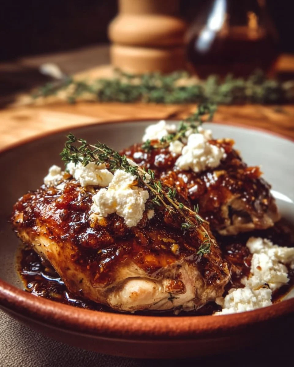 Slow Cooker Chicken with Fig Jam and Goat Cheese
