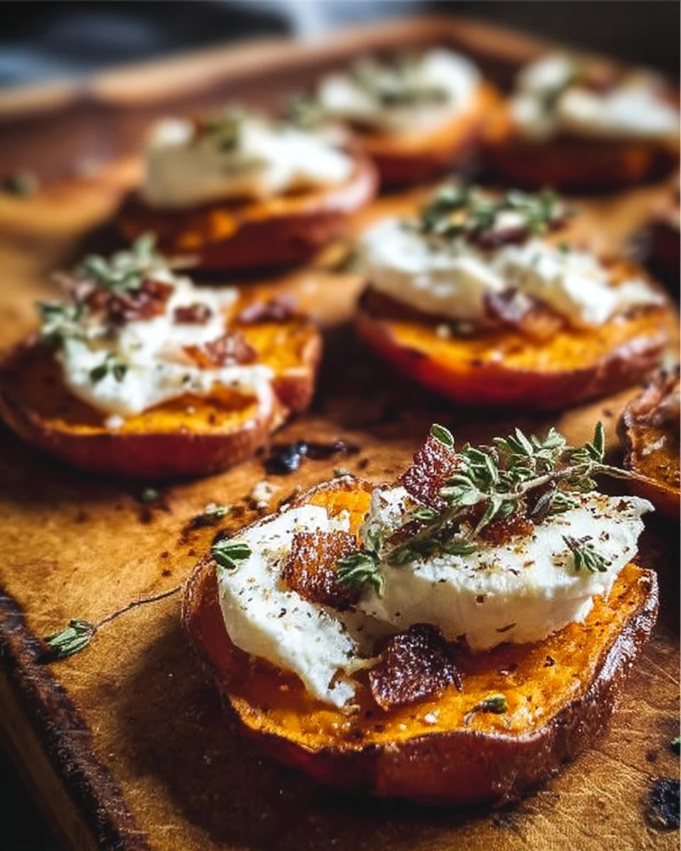 Sweet Potato Rounds with Goat Cheese