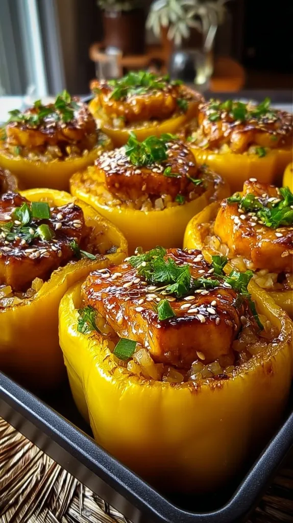 Teriyaki Pineapple Chicken and Rice Stuffed Peppers: A Sweet and Savory Meal teriyaki pineapple chicken and rice stuffed pepper 2026 01 24 180415 574x1024 1