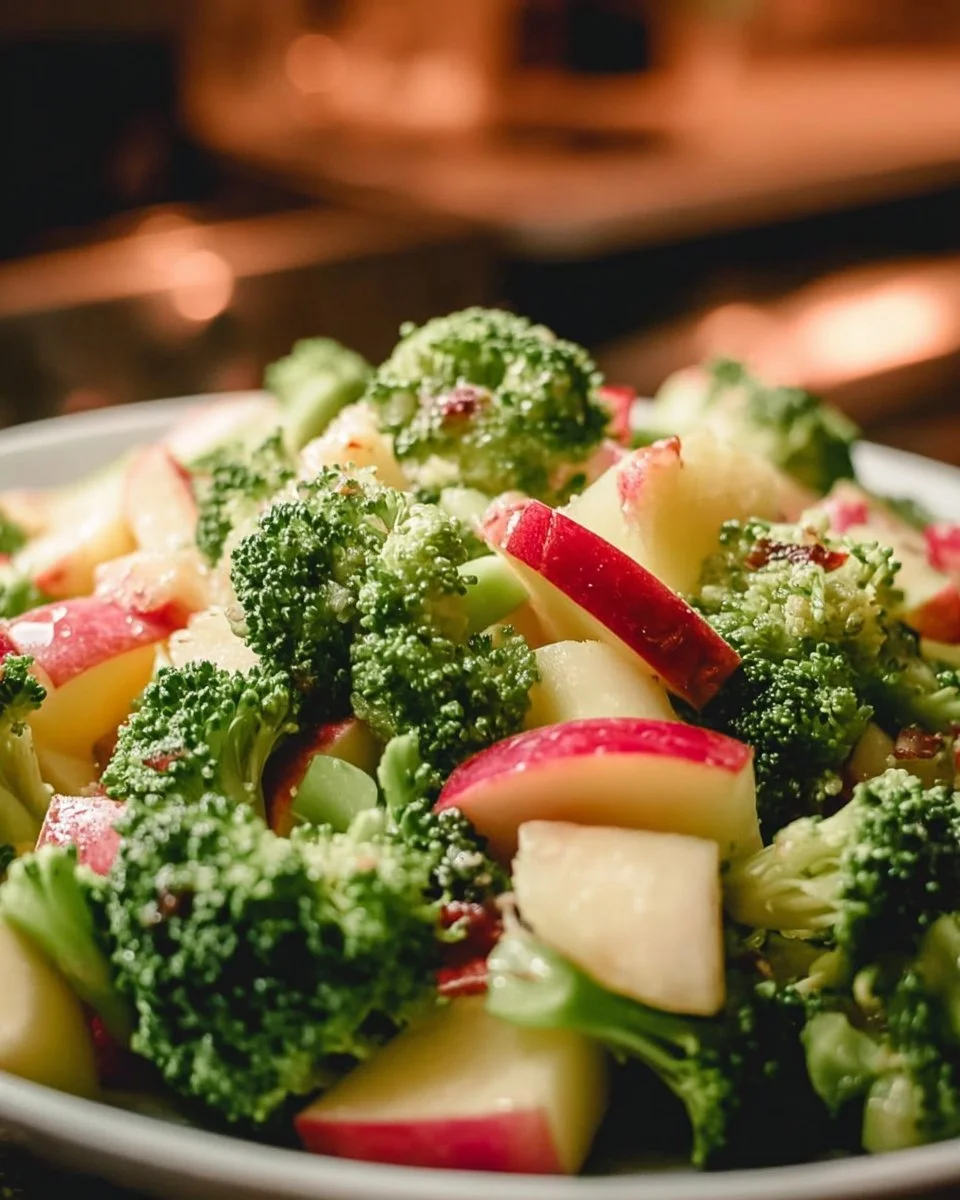 Fresh Apple Broccoli Salad with apples and broccoli in a bowl