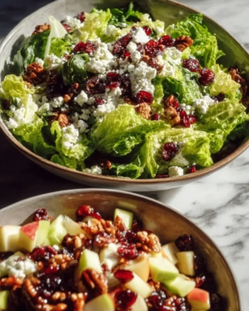 Delicious Cape Cod Salad with fresh greens, cranberries, and nuts