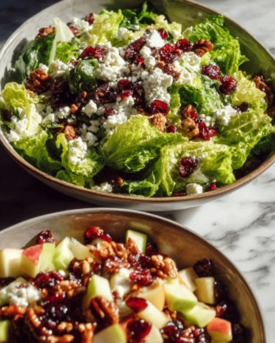 Delicious Cape Cod Salad with fresh greens, cranberries, and nuts