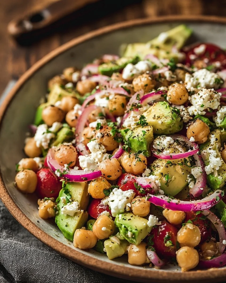 Chickpea Feta Avocado Salad
