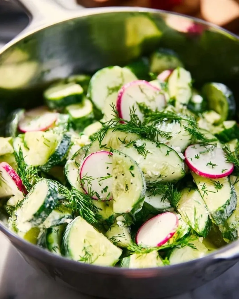 Cucumber Dill Salad featuring fresh cucumbers and dill herb