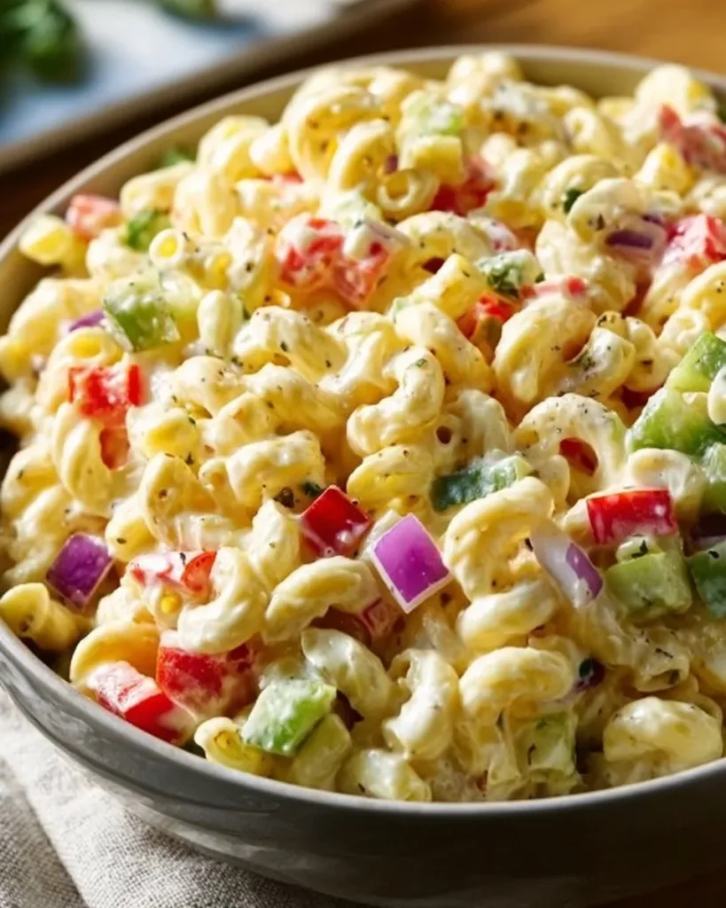 Gordon Ramsay's creamy macaroni salad recipe with fresh vegetables