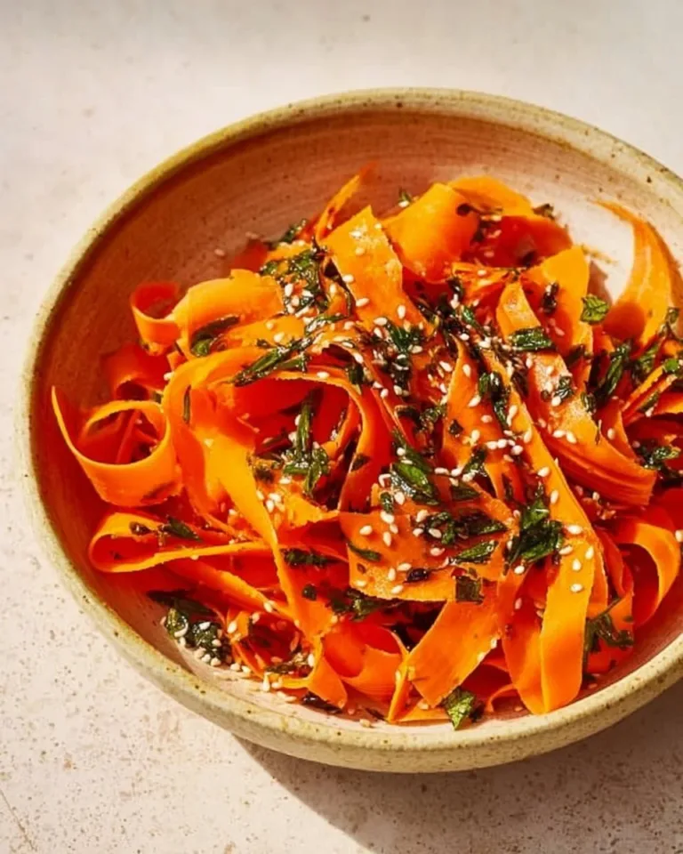 Fresh raw carrot salad with herbs and dressing