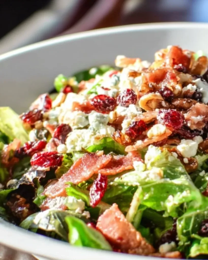 A vibrant bowl of the best salad ever, featuring fresh greens and colorful vegetables.