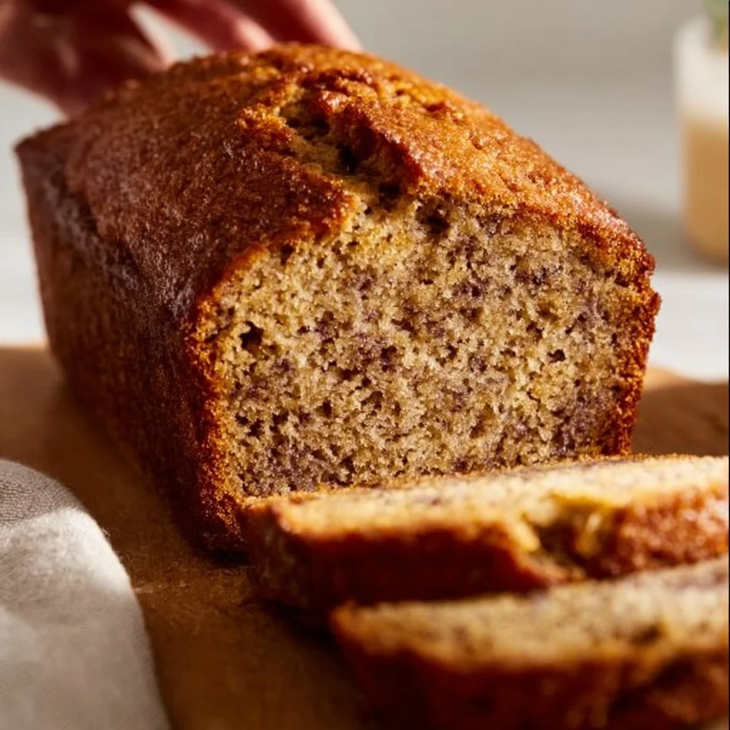 Best Banana Bread banana bread Freshly baked best banana bread loaf with walnuts and chocolate chips