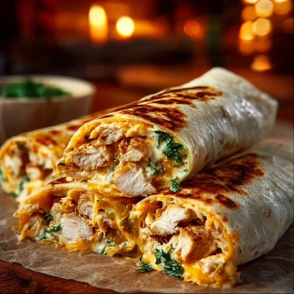 Cheesy Garlic Chicken Wraps