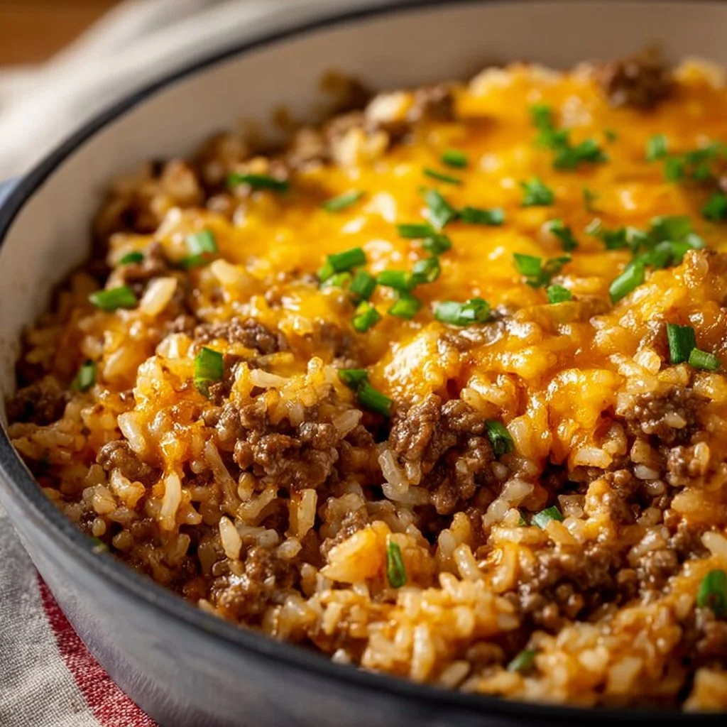 Cheesy Ground Beef and Rice Casserole