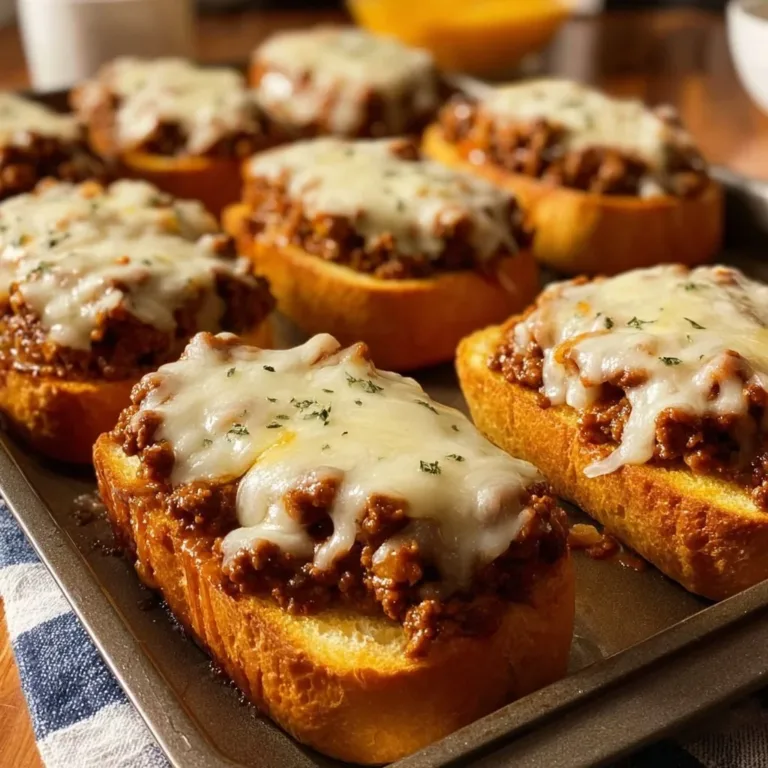 Delicious cheesy sloppy joe toasts topped with melted cheese