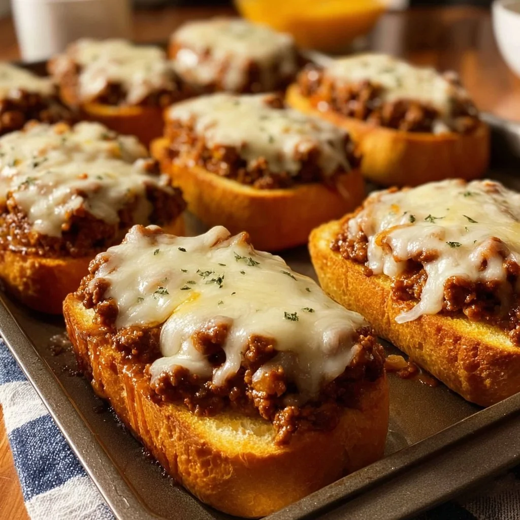 Cheesy Sloppy Joe Toasts sloppy joe toasts Cheesy Sloppy Joe Toasts