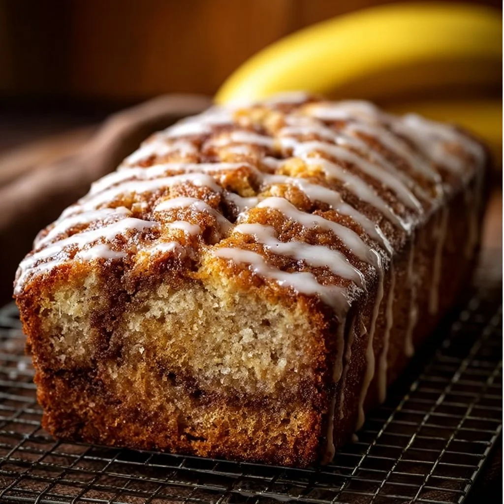 Delicious cinnamon swirl banana bread fresh out of the oven