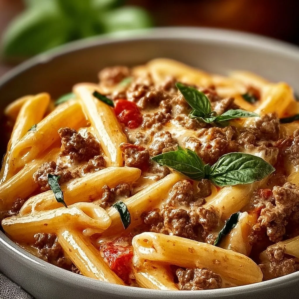Creamy Rotel Pasta with Ground Beef