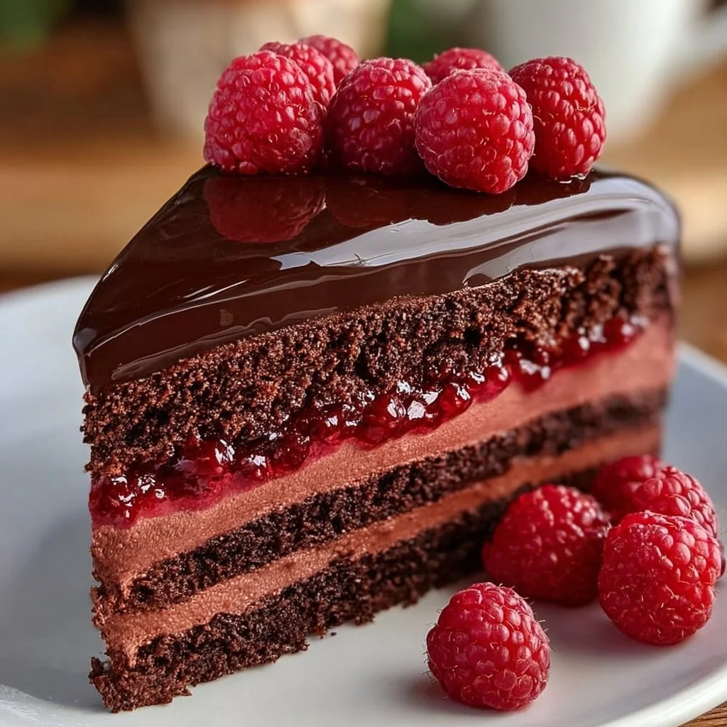 Dark Chocolate Raspberry Mousse Cake